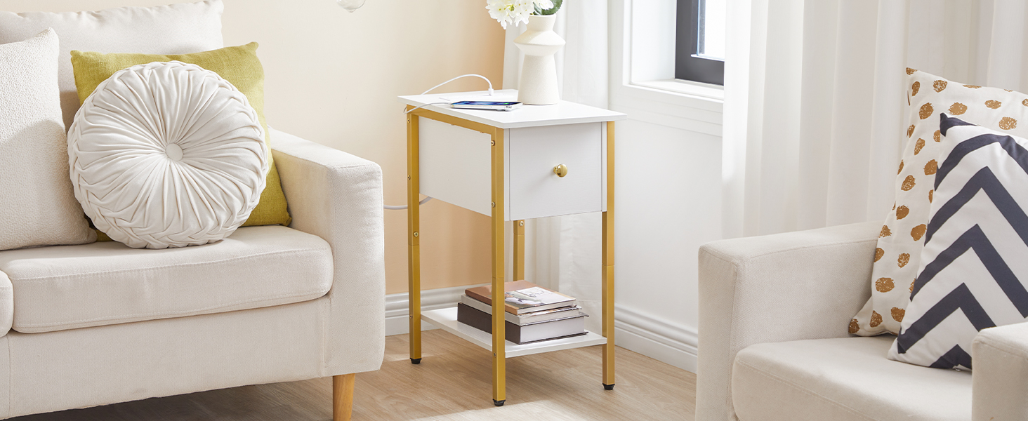 Side Table with Charging Station