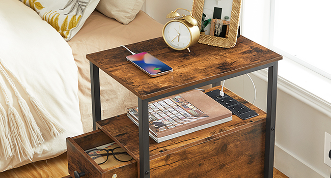 Bedside Table with 2 Drawers