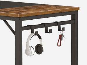 home office desk with power outlet, modern study writing desk with 3 hooks for study room