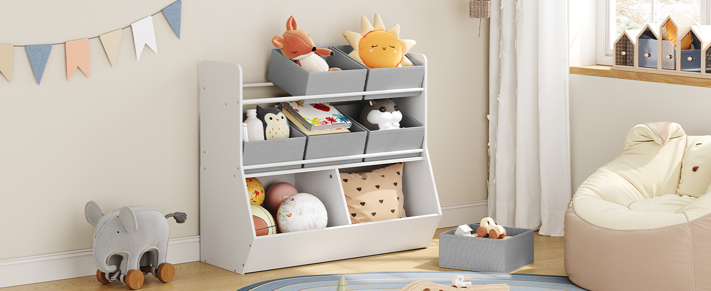  armário de armazenamento de brinquedos, kids storage organizer, Gabinete de armazenamento com 6 removable storage bins