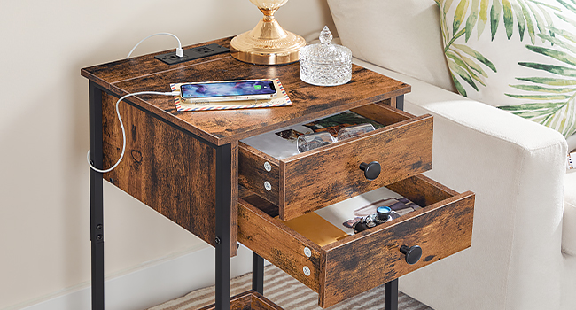 end table with charging station