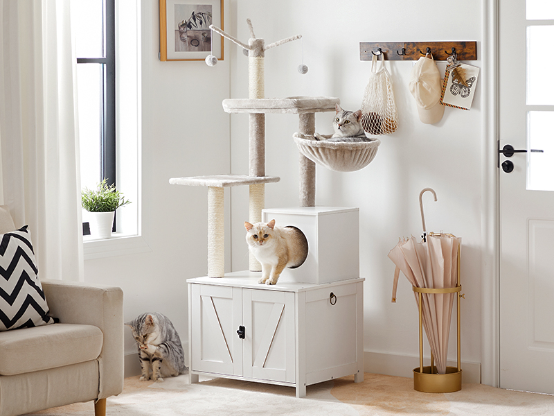 cat tree with litter box enclosure