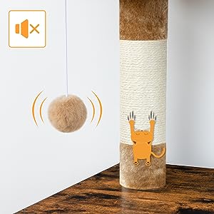 Caja de arena con torre de árbol para gatos