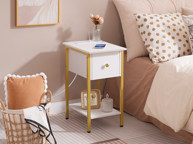 Narrow End Table with Charging Station
