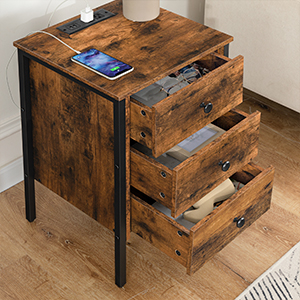 BF461BZ01G2 End Table with Charging Station with Three Drawers