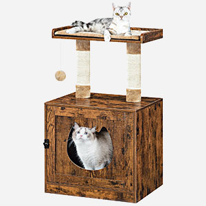 litter box enclosure with cat tree tower