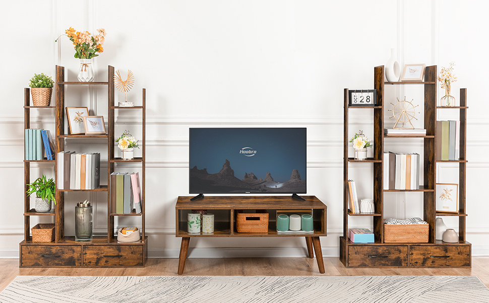 Bookshelf with 2 Wooden Drawers