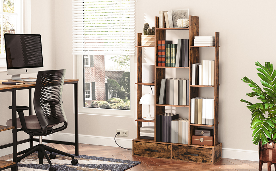 6-Tier Bookshelf with Doors