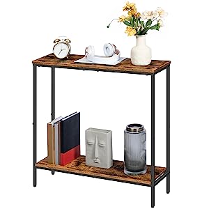 HOOBRO Narrow Console Table, 29.5 Small Entryway Table, Thin Sofa Table,  Side Table, Display Table, for Hallway, Bedroom, Living Room, Foyer, Rustic