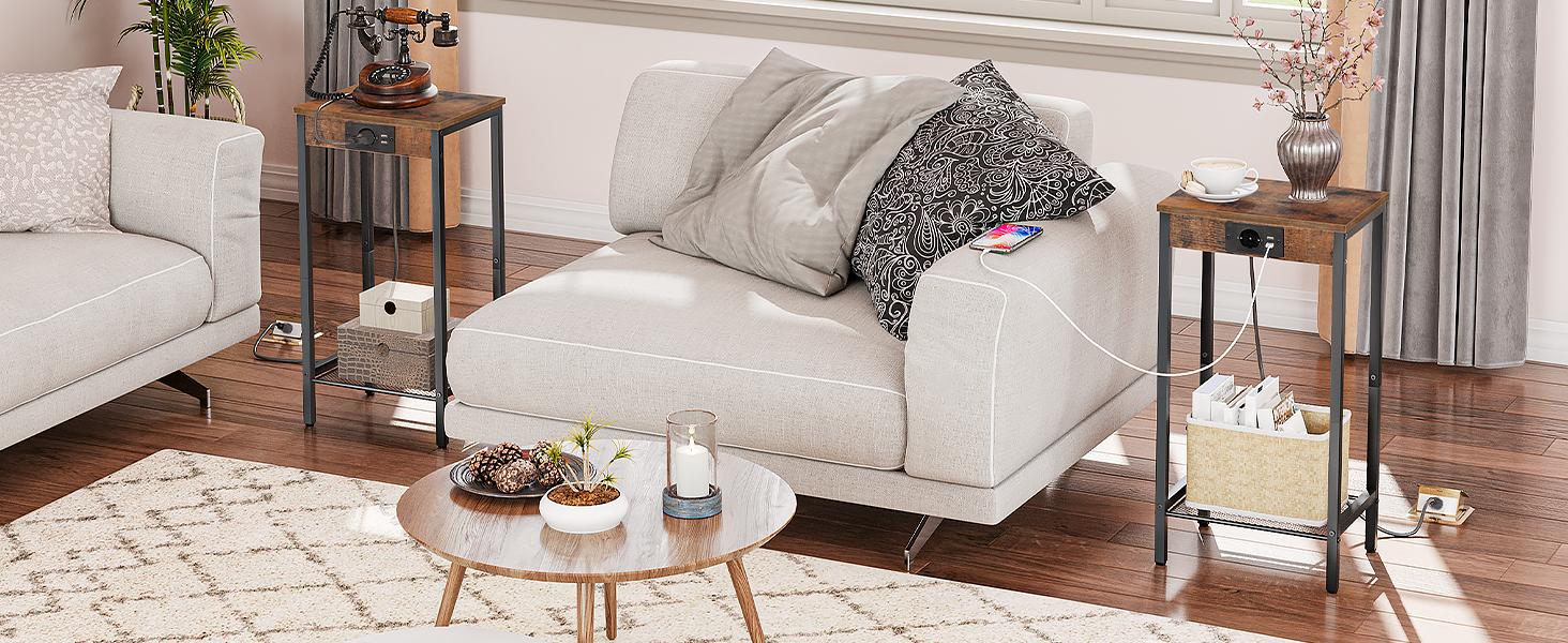 table d'appoint avec station de recharge