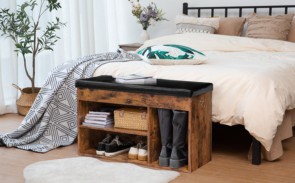 Shoe Storage Bench with Padded Cushion, Entryway Bench with Flip