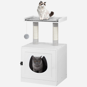 litter box enclosure with cat tree tower