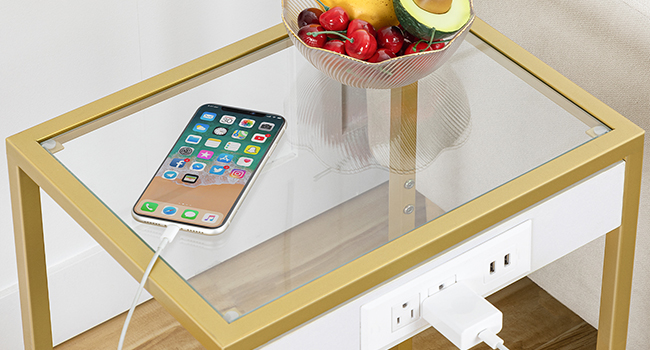 Side Table with Charging Station