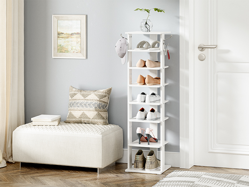 4 Tiers Vertical Shoe Rack, Entryway Narrow Slim Shoes Racks