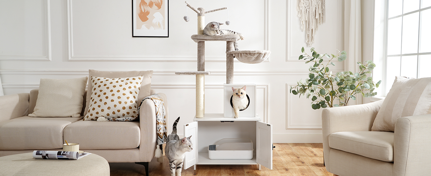 cat tree with litter box enclosure